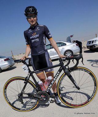 Elisa Longo Borghini (Wiggle High5) stands with her team issued Colnago C60