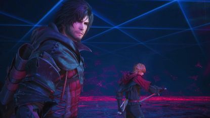 Clive and Joshua stare into the distance while inside a mechanical tower