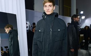 Male model in black winter jacket