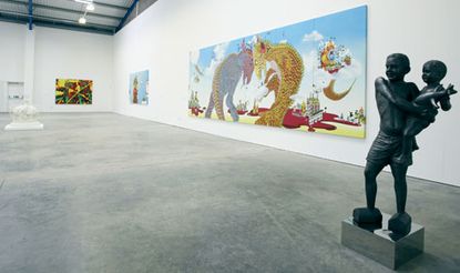 White wall with paintings 