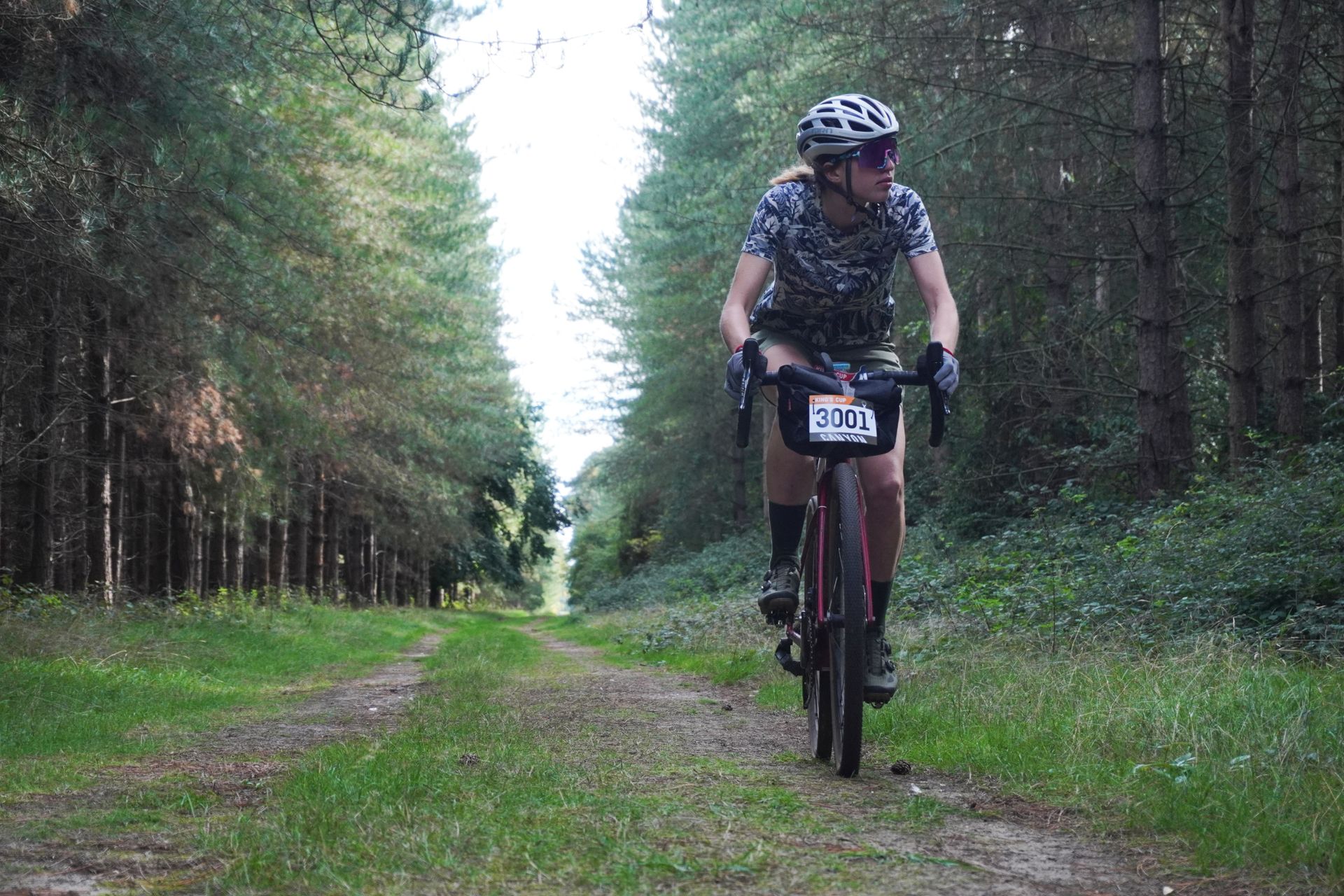 Image shows Anna Abram competing at the British Gravel Championships at the King's Cup Gravel.
