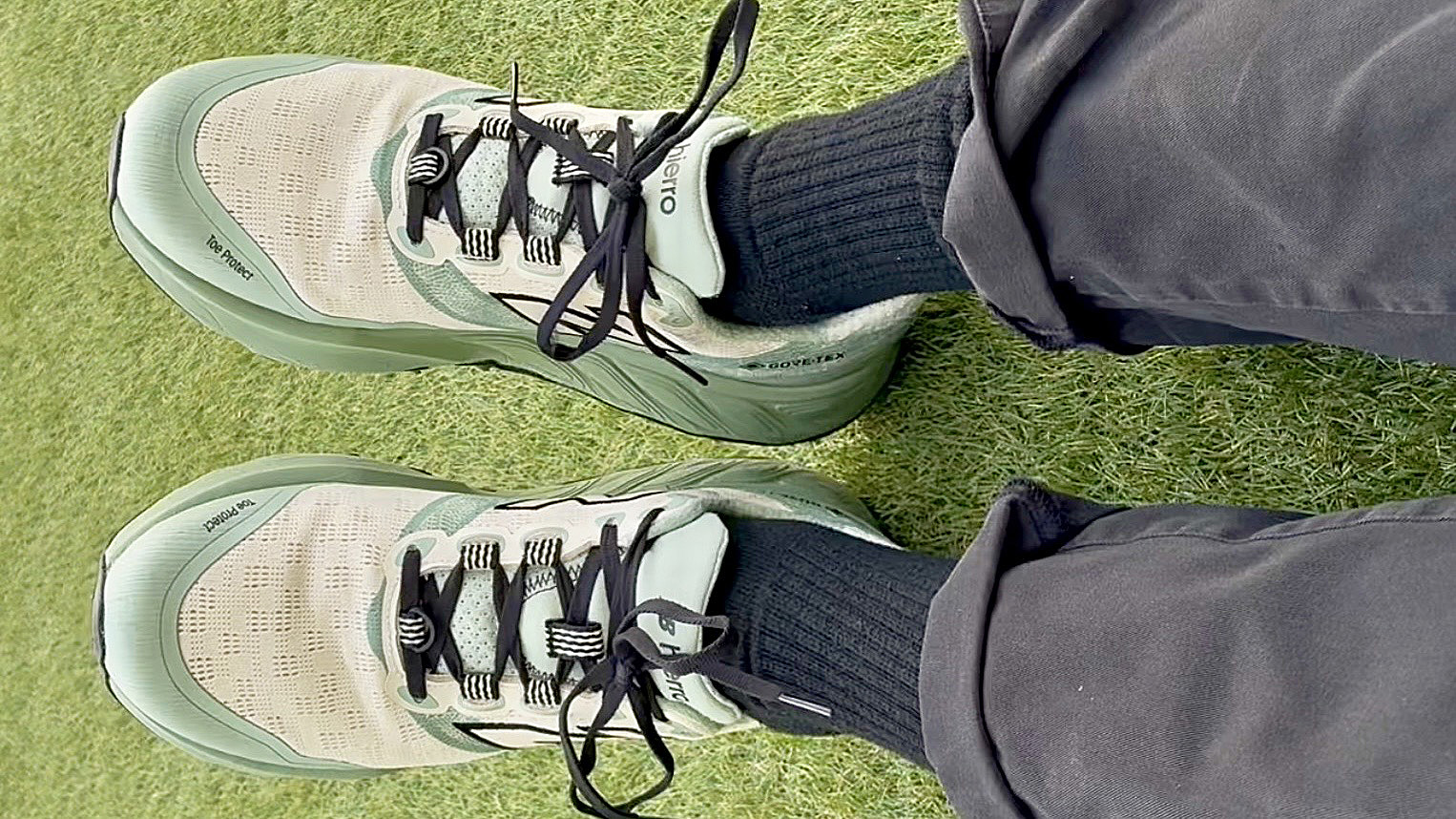 CLose-up of the writer's New Balance Fresh Foam X Hierro V9 sneakers