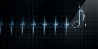 Illustration of a heart monitor showing a music note.