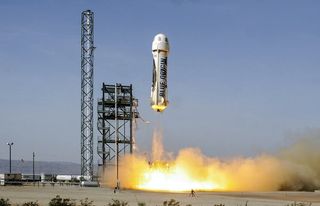 A Blue Origin launch to space. In 2021, Blue Origin employees came forward with public allegations of harassment at the company. 