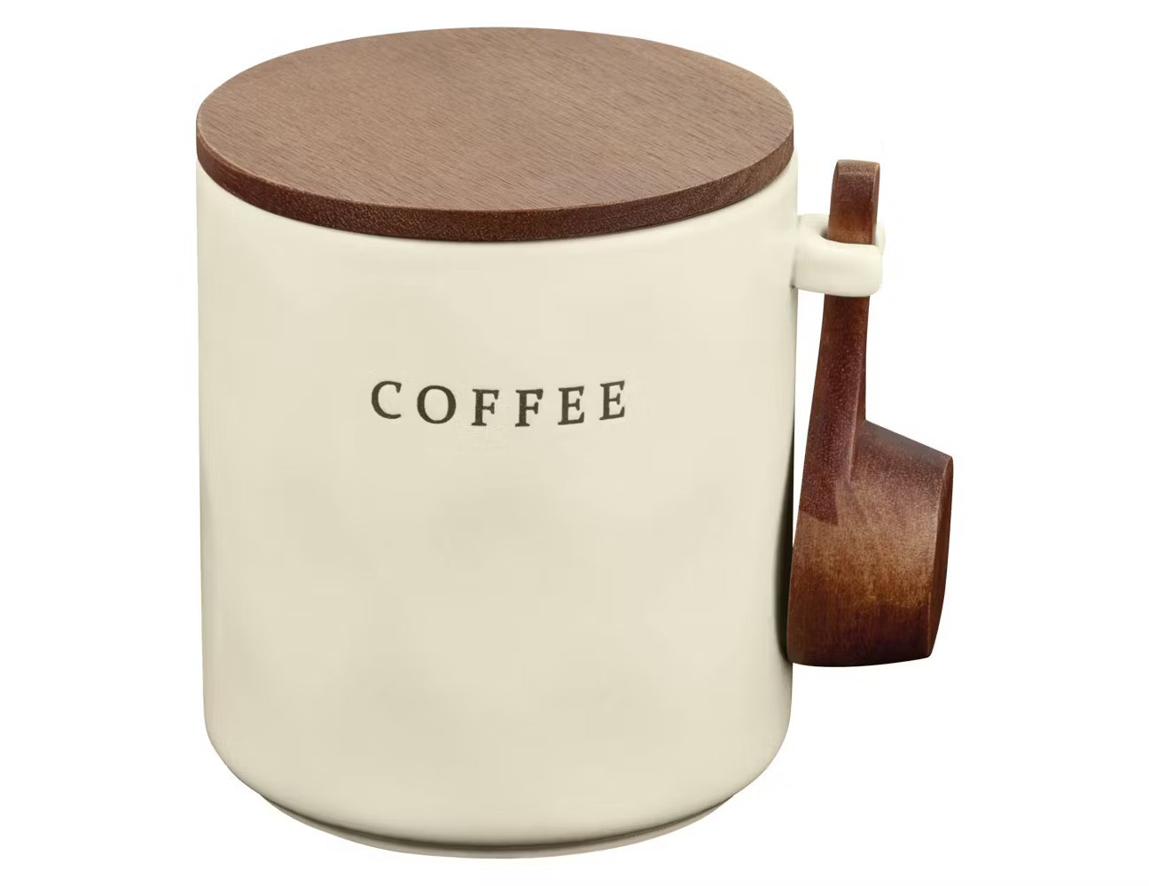 ALDI, Decorative Stoneware With Wooden Lid &amp;ndash; Coffee Canister