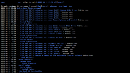 Linux patches to remove ancient netwrok drivers from kernel source tree