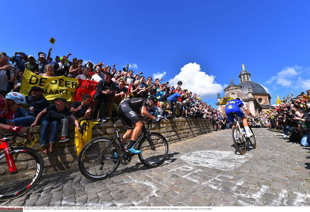 Tom Boonen (Quick-Step Floors) leads a group at the Tour of Flanders