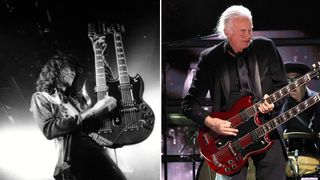 Mr. Jimmy, and Jimmy Page performs onstage during the 38th Annual Rock & Roll Hall Of Fame Induction Ceremony at Barclays Center on November 03, 2023 in New York City