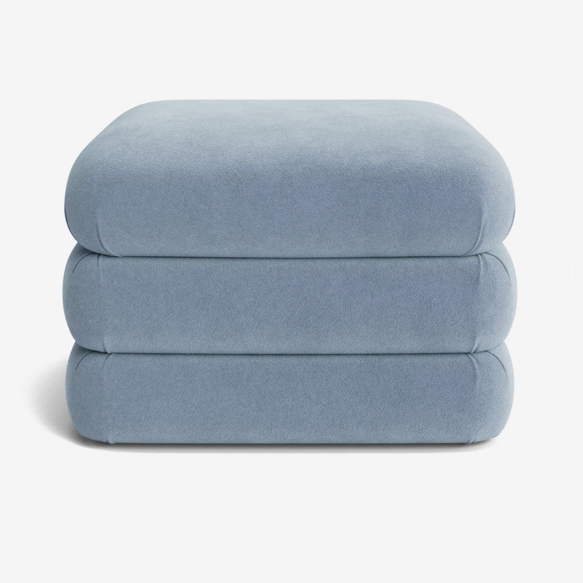 A baby blue ottoman