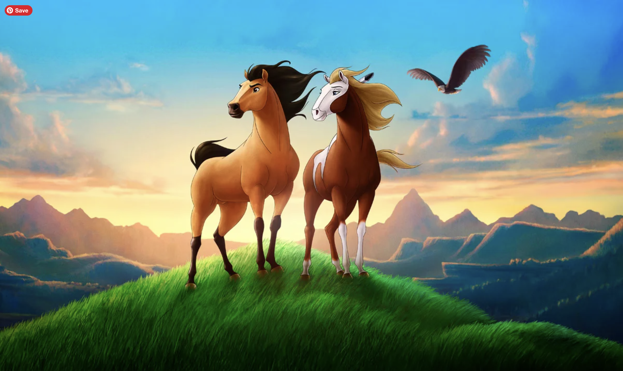 Spirit: Stallion of the Cimarron; cartoon horses on a hill