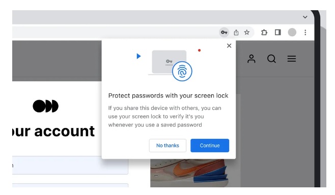 Google's new biometric setting for protecting passwords,