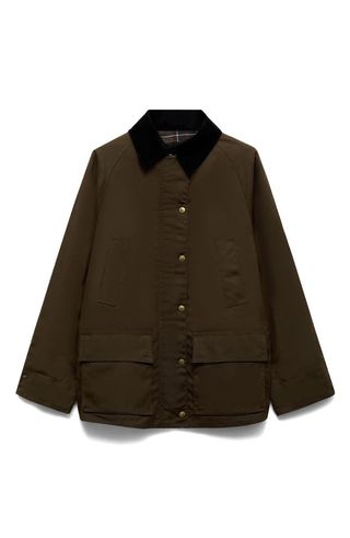 Corduroy Collar Waxed Effect Oversize Jacket