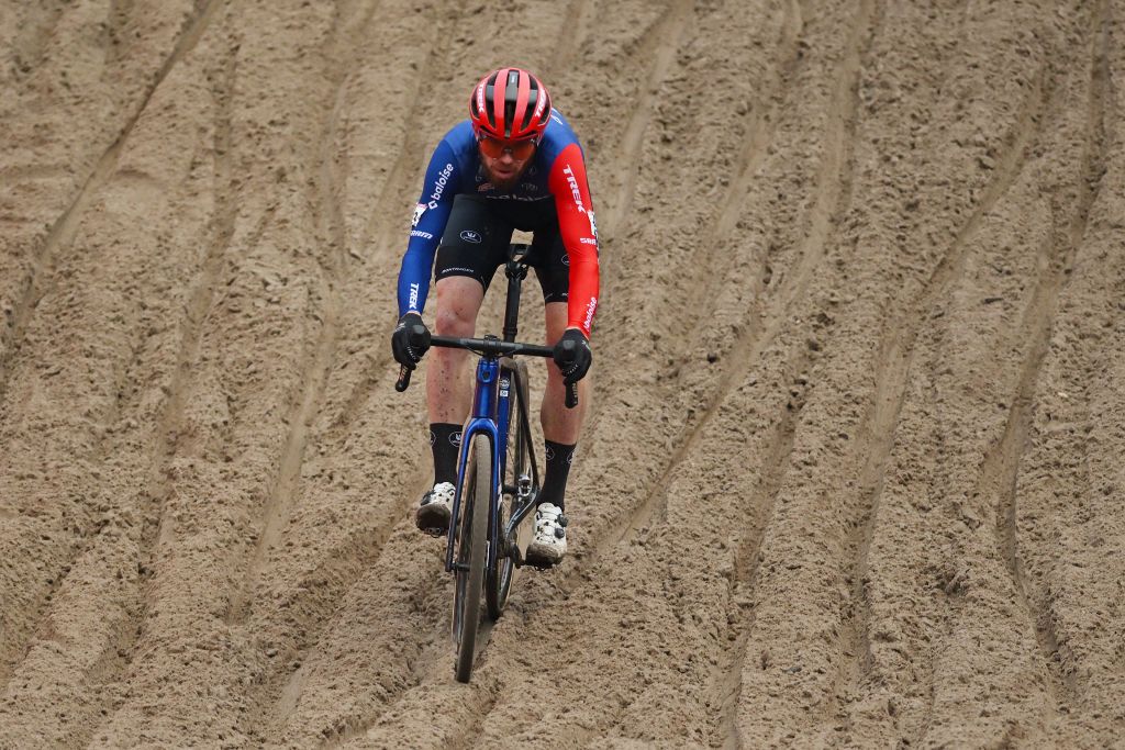 ZONHOVEN BELGIUM JANUARY 07 Joris Nieuwenhuis of The Netherlands and Team BaloiseTrek Lions competes during the 27th Zonhoven UCI CycloCross Worldcup 2024 Mens Elite on January 07 2024 in Zonhoven Belgium Photo by Luc ClaessenGetty Images