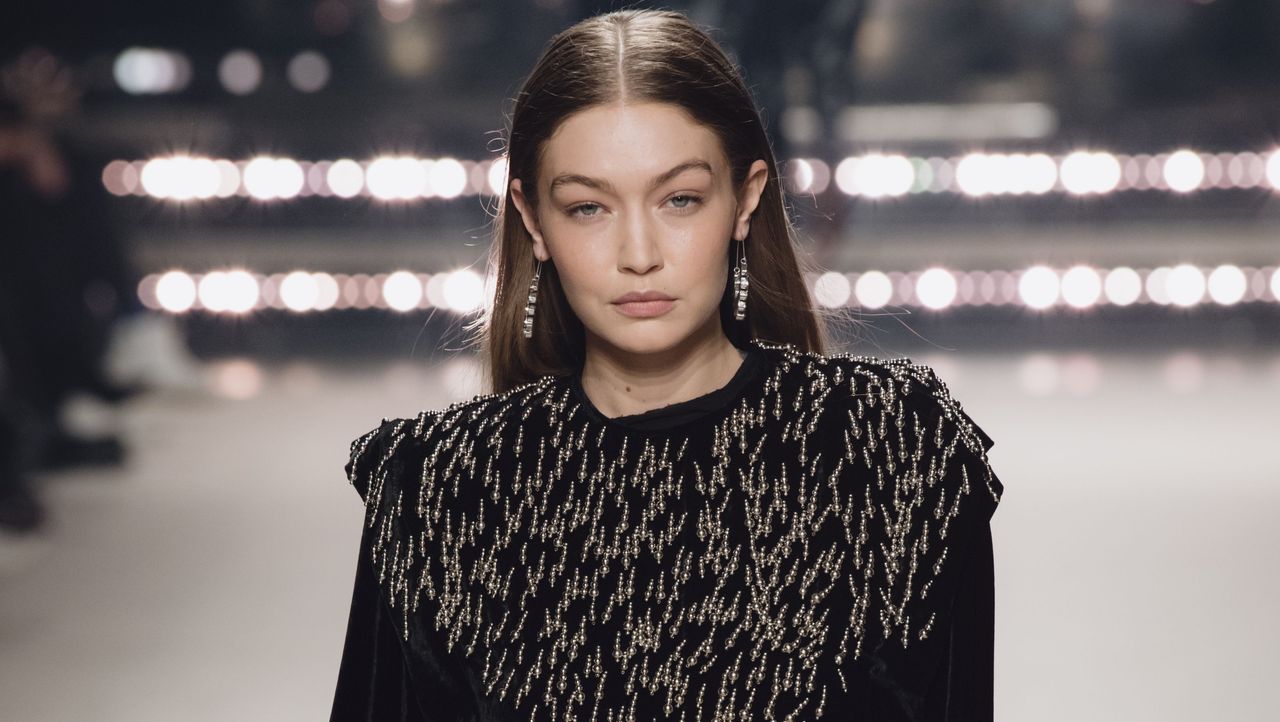 paris, france february 27 editorial use only gigi hadid walks the runway during the isabel marant show as part of paris fashion week womenswear fallwinter 20202021 on february 27, 2020 in paris, france photo by kristy sparowgetty images