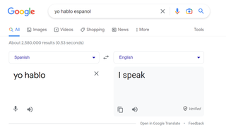 Google translating in Google Search