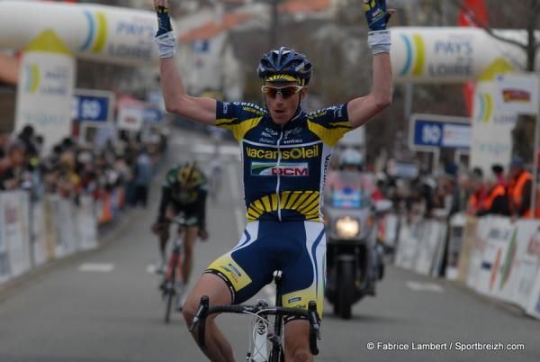 Lieuwe Westra celebrates his win.