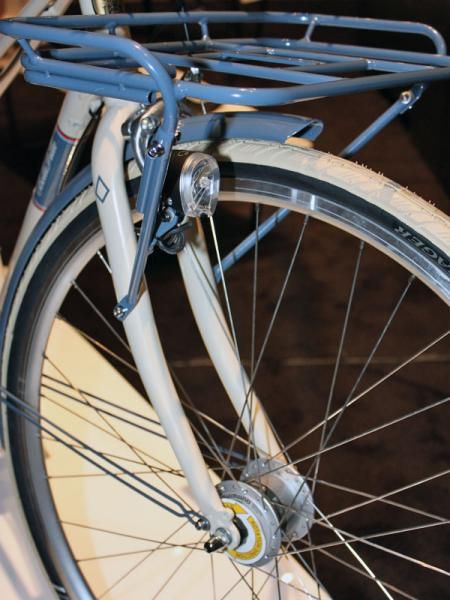 The dynamo-powered lights eliminate the need for throwaway batteries.