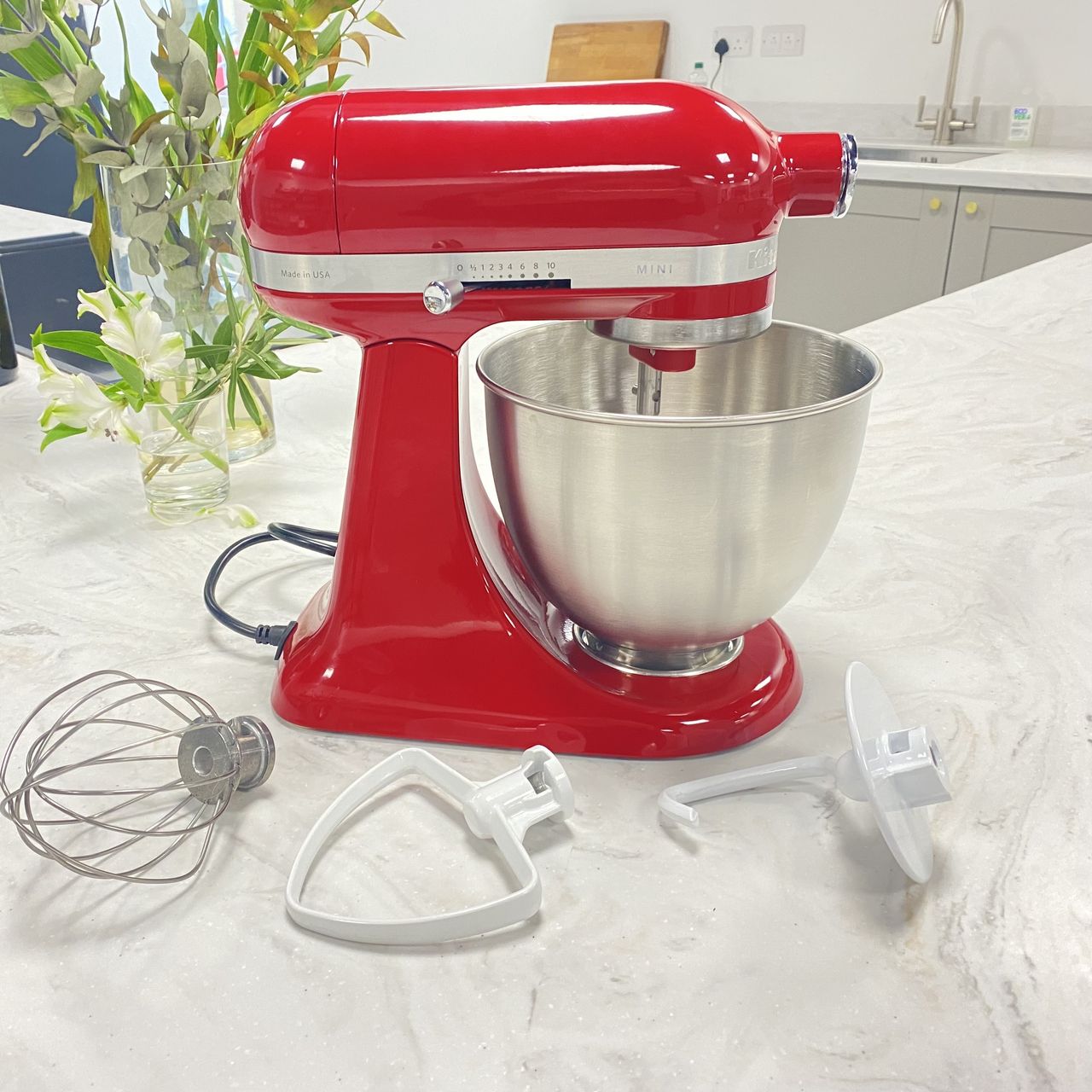 Testing the KitchenAid artisan, which is on a marble countertop