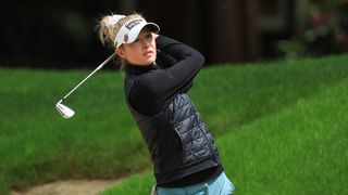 Nelly Korda takes a shot at the pro-am prior to the KPMG Women's PGA Championship