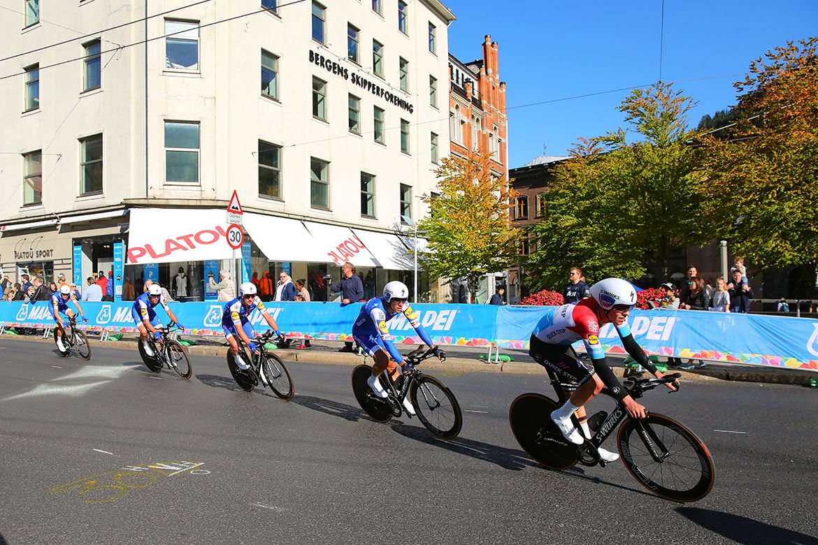 Defending champions Quick-Step Floors recon the Worlds TTT course in Bergen, Norway