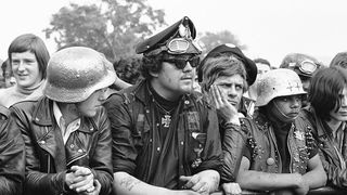Hells Angels in Hyde Park during the concert headlined by the Rolling Stones. 5th July 1969