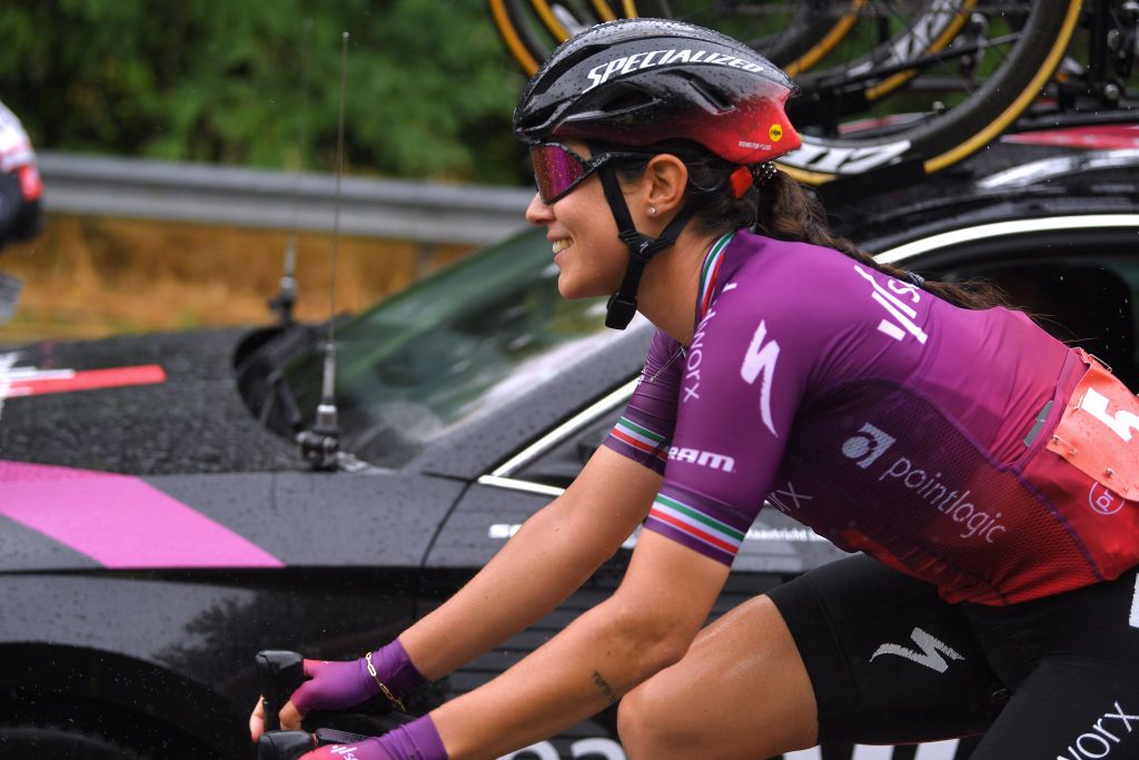 OVADA ITALY JULY 04 Elena Cecchini of Italy of Netherlands and Team SD Worx during the 32nd Giro dItalia Internazionale Femminile 2021 Stage 3 a 135km stage from Casale Monferrato to Ovada GiroDonne UCIWWT on July 04 2021 in Ovada Italy Photo by Luc ClaessenGetty Images