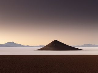 A serene island in a calm lake