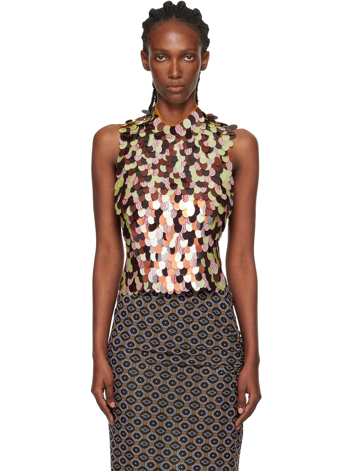 Multicolor Sequined Bib Top