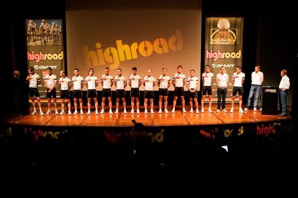 The men's team lines up for questioning.