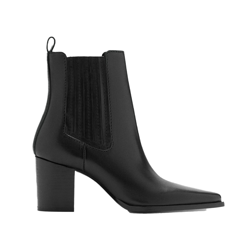 Mango black leather ankle boots