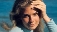candice bergen on a blue background