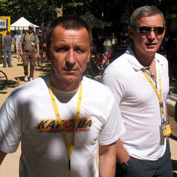 Katusha's team manager Andrei Tchmil walked in the start village