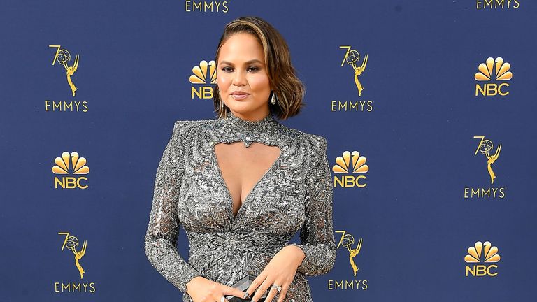 los angeles, ca september 17 chrissy teigen arrives at the 70th emmy awards on september 17, 2018 in los angeles, california photo by steve granitzwireimage,