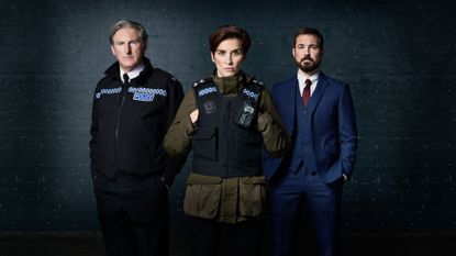 Ted Hastings (ADRIAN DUNBAR), Kate Fleming (VICKY MCCLURE) & Steve Arnott (MARTIN COMPSTON)