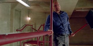 Walt getting ready to kill the fly on the catwalk in "Fly" on Breaking Bad.