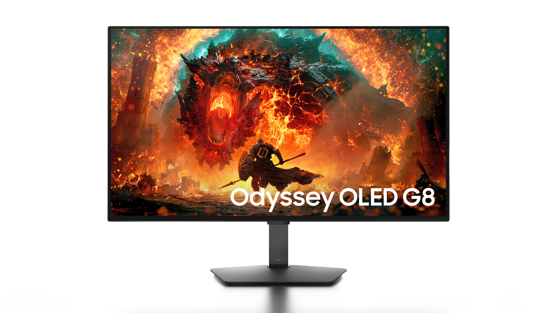 A photographic render of the Samsung Odyssey OLED G80SJ.