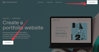 screenshot of portfolio website being built on Squarespace