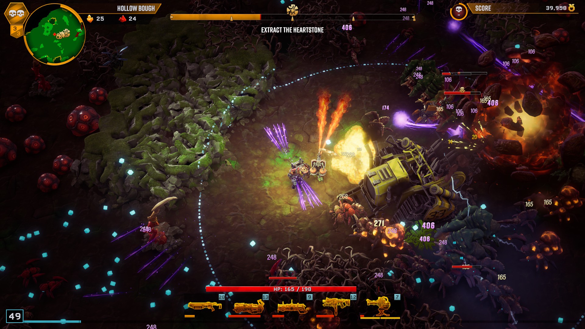 Protecting the drill while it drills a core in Deep Rock Galactic: Survivor.