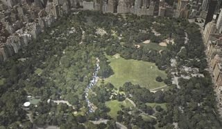 Visualisation of Jeppe Hein's global art action in Central Park, New York City