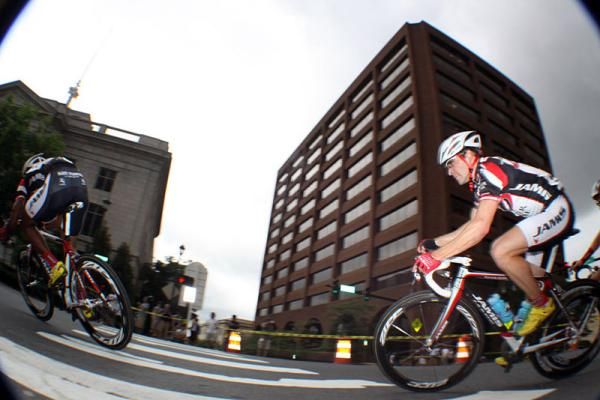 Alejandro Borrajo (Jamis-Sutter Home presented by Colavita) follows Ivan Dominguez (Jamis-Sutter Home presented by Colavita) through a tricky turn.