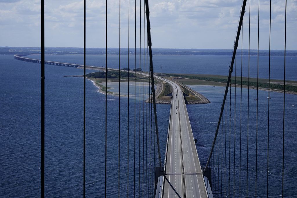 The Great Belt Bridge crossing the Great Belt strait between the Danish islands of Zealand and Funen is pictured before the second stage of the Tour de France cycling race between Roskilde and Nyborg Denmark on July 2 2022 Denmark OUT Photo by Mads Claus Rasmussen Ritzau Scanpix AFP Denmark OUT Photo by MADS CLAUS RASMUSSENRitzau ScanpixAFP via Getty Images