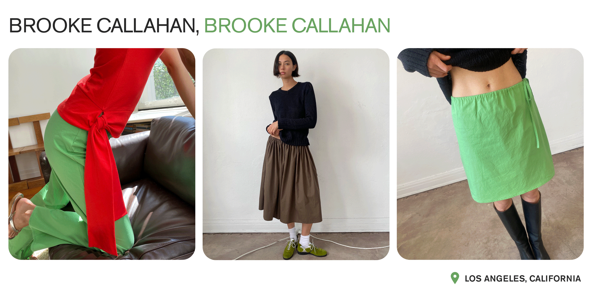 A collage showcasing collections by Brooke Callahan with the text: "Brooke Callahan, Brooke Callahan" and "Los Angeles, California."
