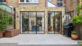brick rear extension on terraced property with crittall style doors