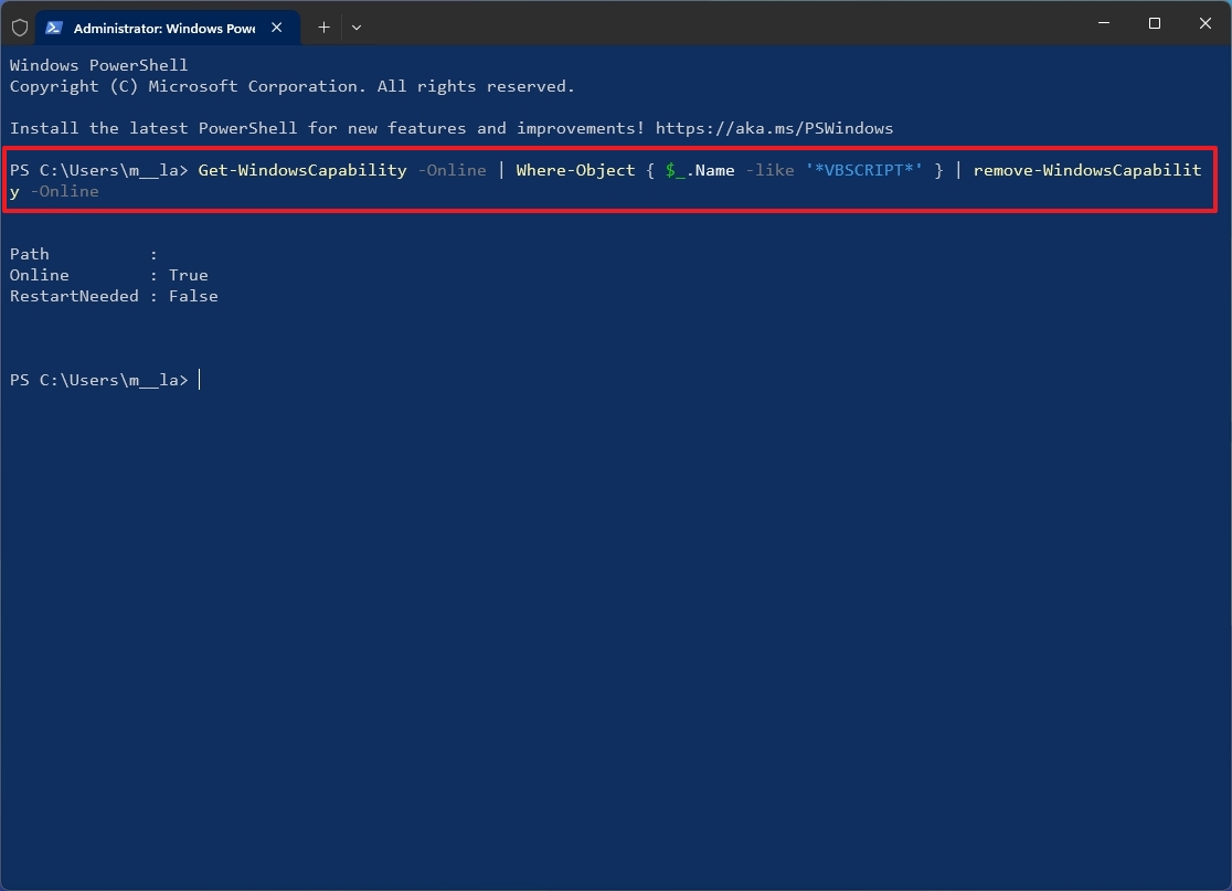 PowerShell remove VBScript