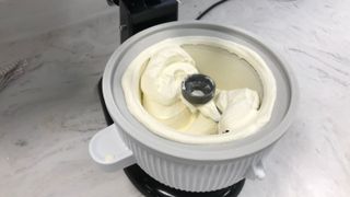 kitchenaid ice cream maker making vanilla ice cream