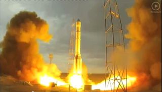 A Russian Proton rocket begins to lift off shortly before crashing after a failed launch from Baikonur Cosmodrome in Kazakhstan on July 2, 2013 (local time).