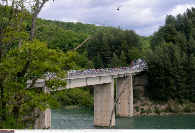 One of many bridges the peloton had to cross today