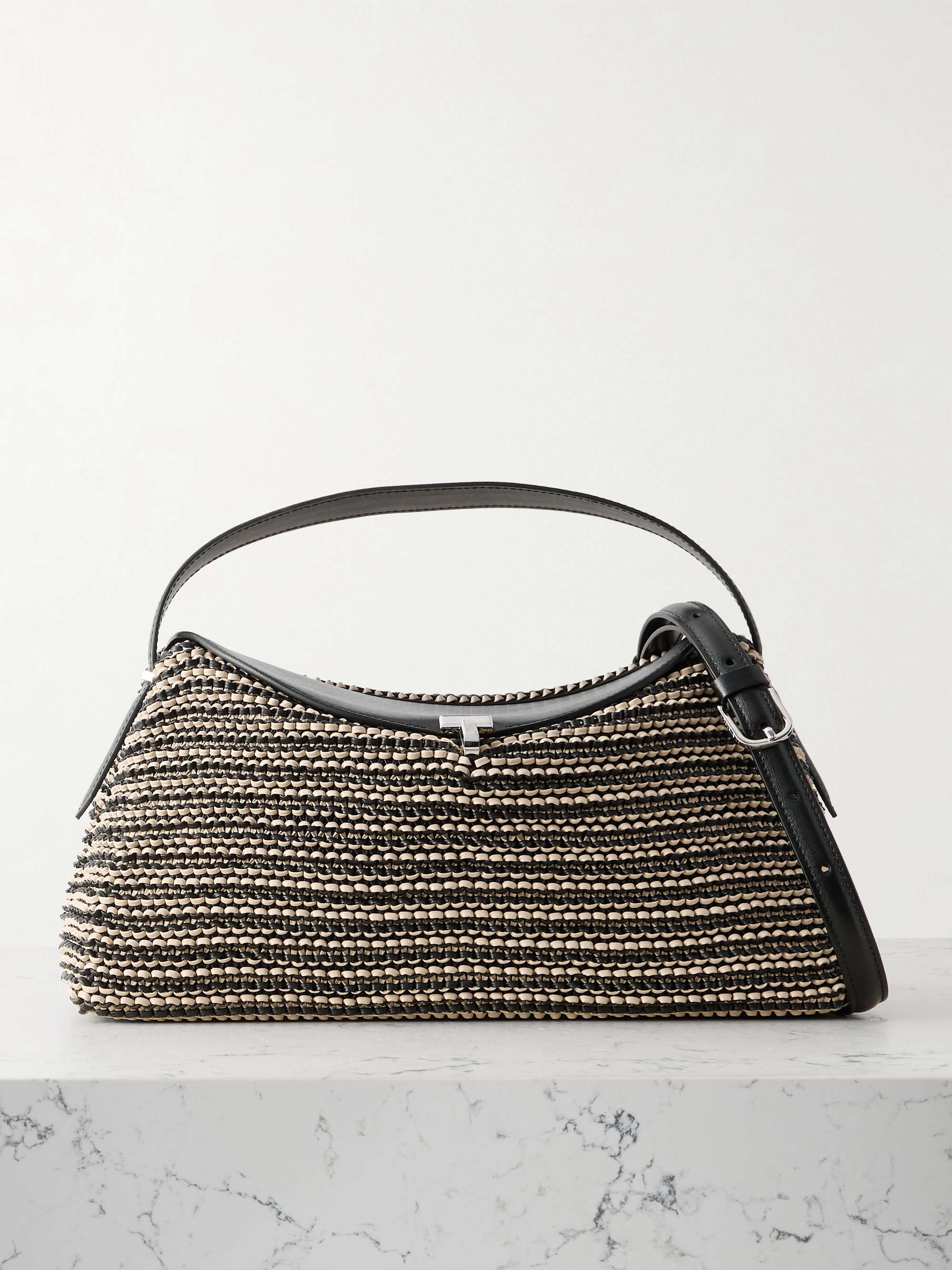 T-Lock Woven Leather Shoulder Bag