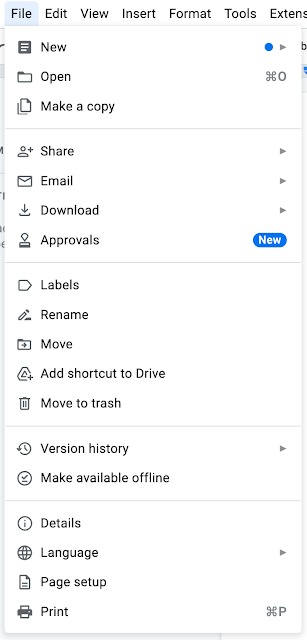 Google Docs' enhanced menus on desktop