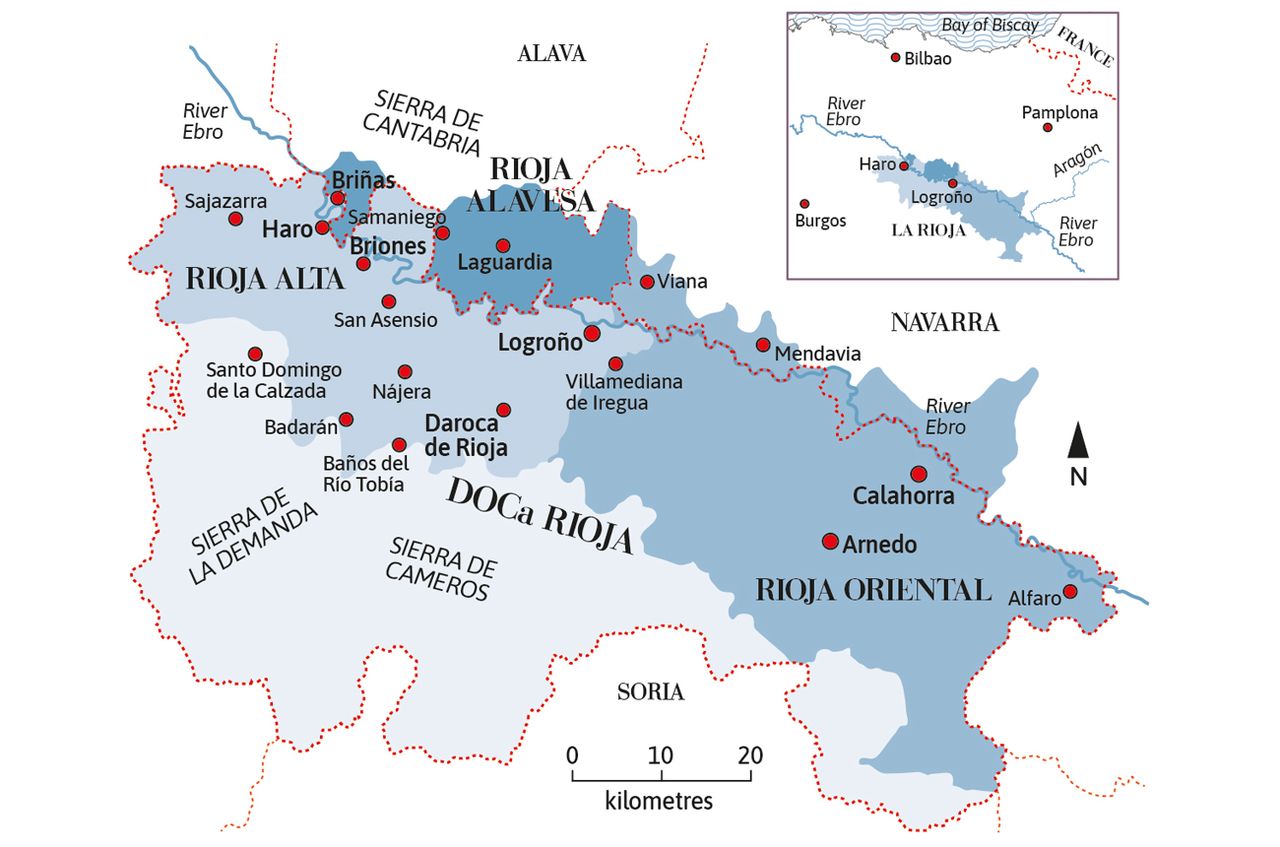 A map of the Rioja wine region